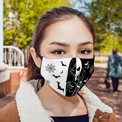 Alternative view of Nightmare Before Christmas Jack Skellington and Sally Face Washable Reusable Custom - Printed Cloth Face Mask Cover