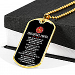 FIREFIGHTER'S PRAYER When I Am Called to Duty God Wherever Flames May Rage Dog Tag Pendant Necklace - Dog Tag (Gold Plated)