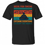 Social Fish-Tancing Funny Dad Shirt - Funny Social Distance Fishing Shirt, Black, Unisex T-Shirt