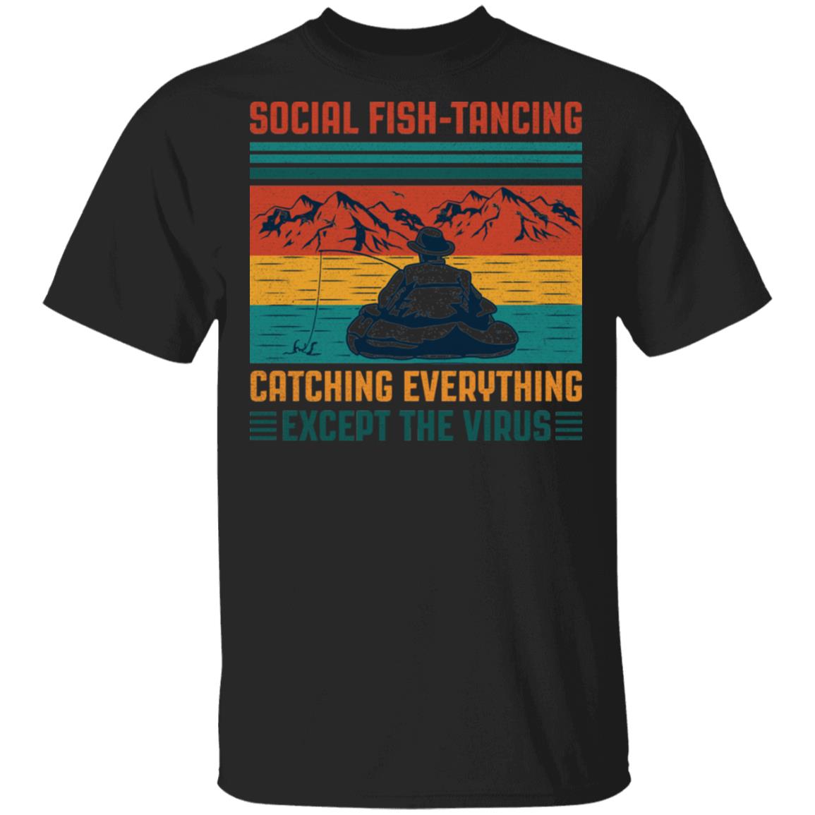 Social Fish-Tancing Funny Dad Shirt - Funny Social Distance Fishing Shirt, Black, Unisex T-Shirt