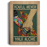 You Will Never Walk Alone Puzzle Framed Canvas Print - Unframed Poster - Autism Canvas Art, White, 0.75'' Framed Canvas