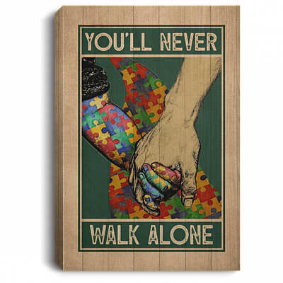 You Will Never Walk Alone Puzzle Framed Canvas Print - Unframed Poster - Autism Canvas Art, White, 0.75'' Framed Canvas