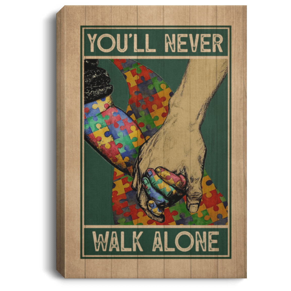 You Will Never Walk Alone Puzzle Framed Canvas Print - Unframed Poster - Autism Canvas Art, White, 0.75'' Framed Canvas