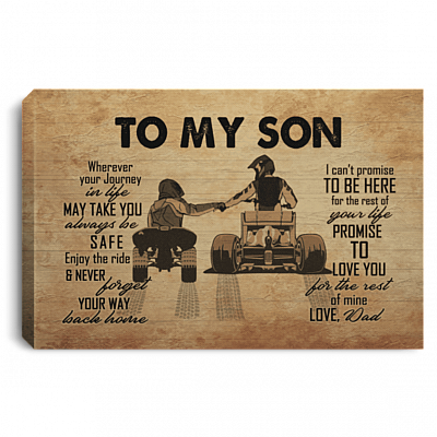 To My Biker Son Wherever Your Journey in Life May Take You Framed Canvas Prints - Unframed Poster, White, 0.75'' Framed Canvas