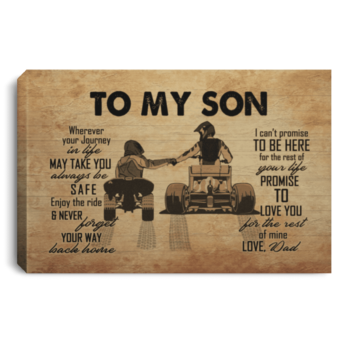 To My Biker Son Wherever Your Journey in Life May Take You Framed Canvas Prints - Unframed Poster, White, 0.75'' Framed Canvas