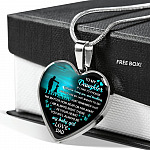 Dad to My Daughter if I Had to Choose Between Loving You and Breathing Heart Pendant Necklace - Heart Luxury Necklace (Silver)