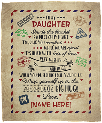 Personalized Letter Blanket to My Daughter Inside This Blanket Is a Piece of My Heart Premium Sherpa Blanket, White, Cozy Plush Fleece Blanket - 50x60