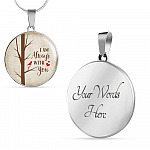I Am Always With You Cardinal Luxury Circle Pendant Necklace - Memorial Jewelry - Circle Luxury Necklace (Silver)
