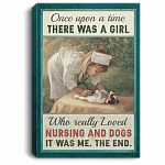 Once Upon A Time There Was A Girl Who Really Loved Nursing And Dogs Vet Framed Canvas Prints - Unframed Poster, White, 0.75'' Framed Canvas