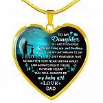 Dad to My Daughter if I Had to Choose Between Loving You and Breathing Heart Pendant Necklace - Heart Luxury Necklace (Gold Plated)