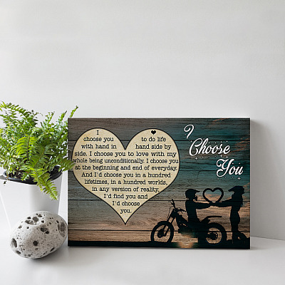 Alternative view of Motocross I Choose You To Do Life With Hand In Hand Side By Side Wrapped Framed Canvas Prints - Unframed Poster