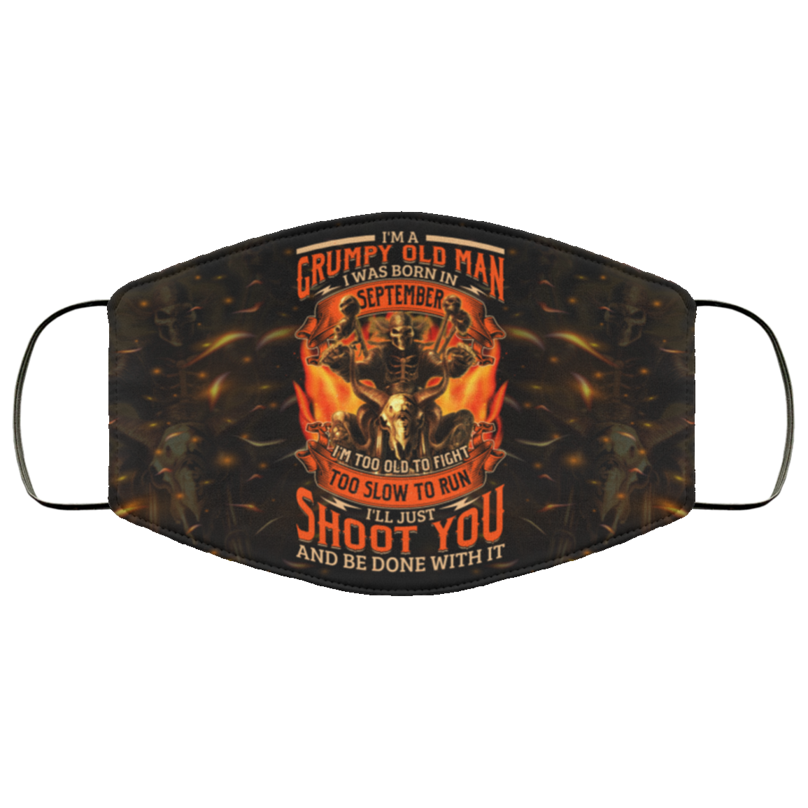 I'm A Grumpy Old Man I Was Born In September Washable Reusable Custom - Printed Cloth Face Mask Cover, White, Cloth Face Cover