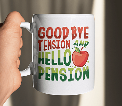 Alternative view of Apple Teacher Goodbye Tension Hello Pension Ceramic Coffee Mug- Beer Stein- Water Bottle- Color Changing Mug