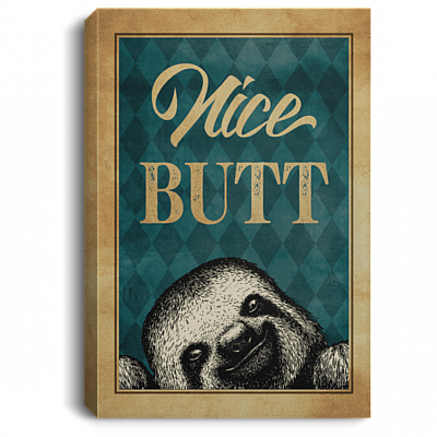 Nice Butt Framed Canvas - Unframed Poster - Funny Bathroom Decor, White, 0.75'' Framed Canvas