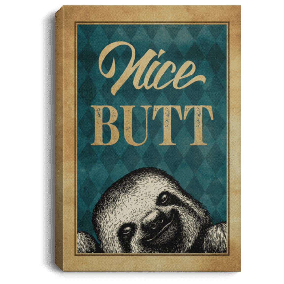 Nice Butt Framed Canvas - Unframed Poster - Funny Bathroom Decor, White, 0.75'' Framed Canvas