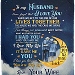 To My Husband Never Forget That I Love You When We Get To The End Fleece Blanket - Premium Sherpa Blanket, White, Cozy Plush Fleece Blanket - 50x60