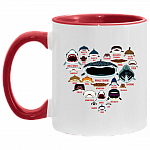 Sharkaholic Accent Mug - Shark Lover Gift, White/Red, 11 oz. Accent Mug