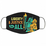 Liberty & Justice For All Washable Reusable Custom Printed Cloth Face Mask Cover, Black, Cloth Face Cover