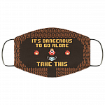 Its Dangerous To Go Alone Washable Reusable Custom – Funny The Legend of Zelda Printed Cloth Face Mask Cover, White, Cloth Face Cover