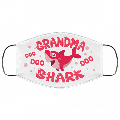 Grandma Shark Doo Doo Doo Washable Reusable Printed Cloth Face Mask Cover - Family Shark Facemask, White, Cloth Face Cover