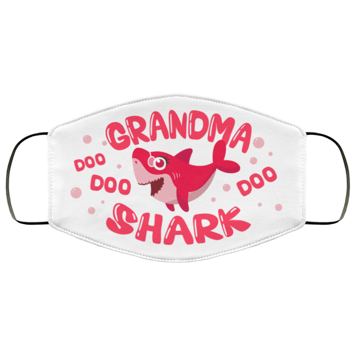 Grandma Shark Doo Doo Doo Washable Reusable Printed Cloth Face Mask Cover - Family Shark Facemask, White, Cloth Face Cover