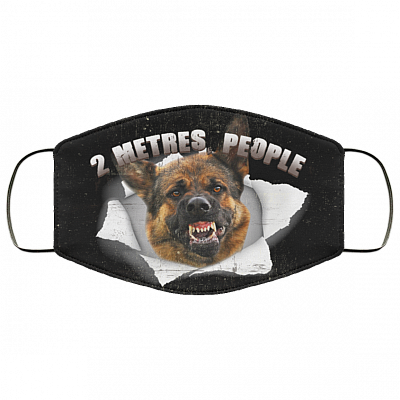 2 Metres People Funny German Shepherd Washable Reusable Custom - Printed Cloth Face Mask Cover, Black, Cloth Face Cover