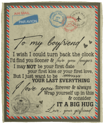 To My Boyfriend I Wish I Could Turn Back The Clock Letter Fleece Blanket - Premium Sherpa Blanket - Woven Blanket, White, Cozy Plush Fleece Blanket - 50x60