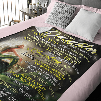 Alternative view of Mermaid Dad to My Daughter Never Forget That I Love You Life Is Filled with Hard Times Fleece Blanket