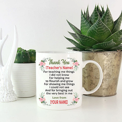 Alternative view of Personalized Thank You For Teaching Me New Things Ceramic Coffee Mug - Thank You Teacher Gifts Mug