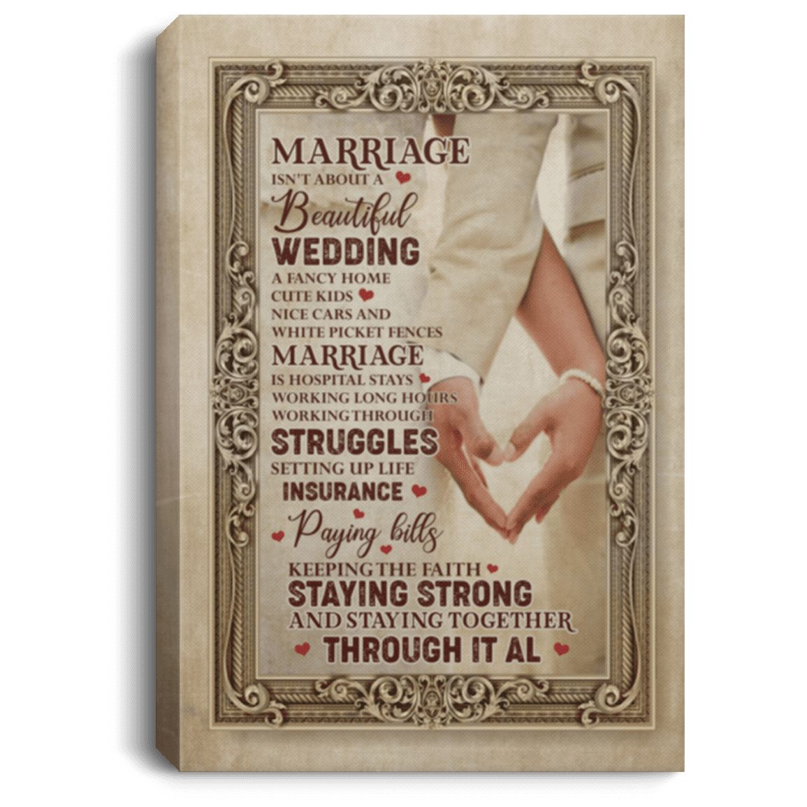 Marriage Is Staying Together Through It All Wrapped Framed Canvas Prints-Unframed Poster, White, 0.75'' Framed Canvas