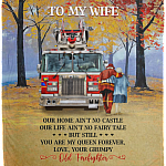 From Firefighter To My Wife Our Home Ain't No Castle Fleece Blanket - Premium Sherpa Blanket - Woven Blanket, White, Cozy Plush Fleece Blanket - 50x60