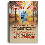 To My Wife My Queen Saying From Your Grumpy Old Husband Quote Framed Canvas Unframed Poster Decor Wall Art, White, 0.75'' Framed Canvas