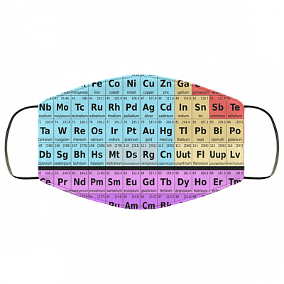 Table Science - Periodic Table Washable Reusable Custom - Printed Cloth Face Mask Cover, White, Cloth Face Cover