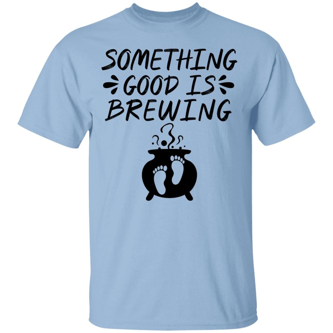 Something Good Is Brewing T-Shirt - Pregnant Halloween Shirt, Light Blue, Unisex T-Shirt