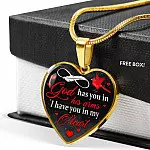 Cardinal God Has You in His Arms I Have You in My Heart Heart Pendant Necklace - Heart Luxury Necklace (Gold Plated)