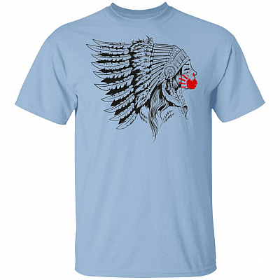 Native American Red Hand Shirt - MMIW Shirt - Tribal Shirt - Feather Shirt - Indigenous Shirt - Cherokee Shirt, Light Blue, Unisex T-Shirt