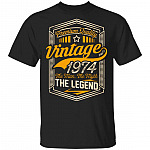 Vintage 1974 The Man The Myth The Legend T-Shirt - 197x T-Shirt, Black, Unisex T-Shirt