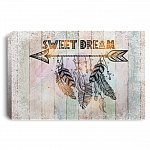 Sweet Dreams Boho Gallery Wrapped Framed Canvas Prints - Unframed Poster - Feather Wall Art - Arrow Wall Art, White, 0.75'' Framed Canvas