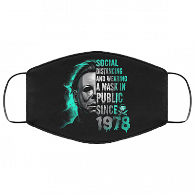 Social Distancing and Wearing a Mask in Public Since 1978 Washable Reusable Custom - Printed Cloth Face Mask Cover, White, Cloth Face Cover
