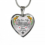 Husband to My Dear Wife Your Heart Is Full of Love and Affection Heart Pendant Necklace - Heart Luxury Necklace (Silver)