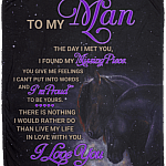 To My Man the Day I Met You I Found My Missing Piece Blanket for Husband Fleece Blanket - Premium Sherpa Blanket, White, Cozy Plush Fleece Blanket - 50x60