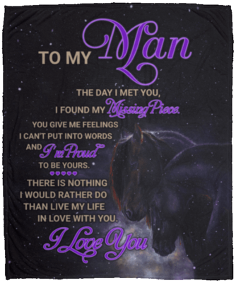 To My Man the Day I Met You I Found My Missing Piece Blanket for Husband Fleece Blanket - Premium Sherpa Blanket, White, Cozy Plush Fleece Blanket - 50x60
