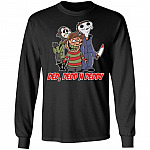 Ded Dedd n Deddy Halloween Jason, Michael And Freddy Hoodie - Sweatshirt - Horror Movies Characters Hoodie, Black, Long Sleeve