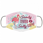 Flamingo Sandy Toes and Salty Lips Washable Reusable Custom Printed Cloth Face Mask Cover, White, Cloth Face Cover