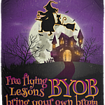Free Flying Lesson Bring Your Own Broom Halloween Fleece Blanket - Premium Sherpa Blanket - Woven Blanket, White, Cozy Plush Fleece Blanket - 50x60