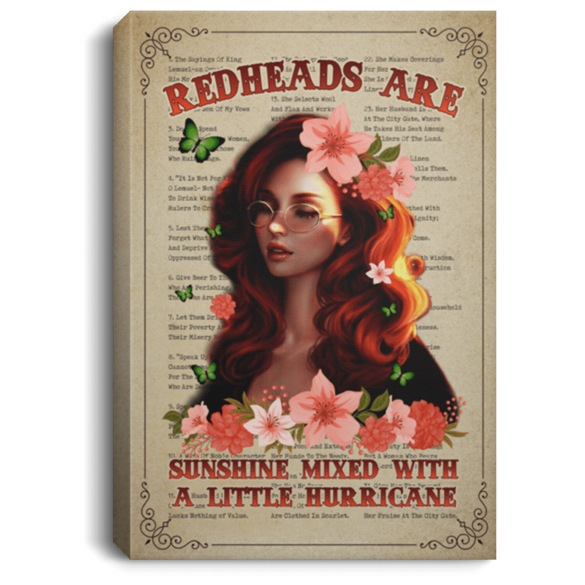 RedHeads Are Sunshine Mixed With A Little Hurricane Gallery Wrapped Framed Canvas Prints-Unframed Poster, White, 0.75'' Framed Canvas