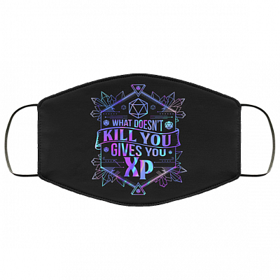 What Doesn't Kill You Gives You XP Washable Reusable Custom - Printed Cloth Face Mask Cover, Black, Cloth Face Cover