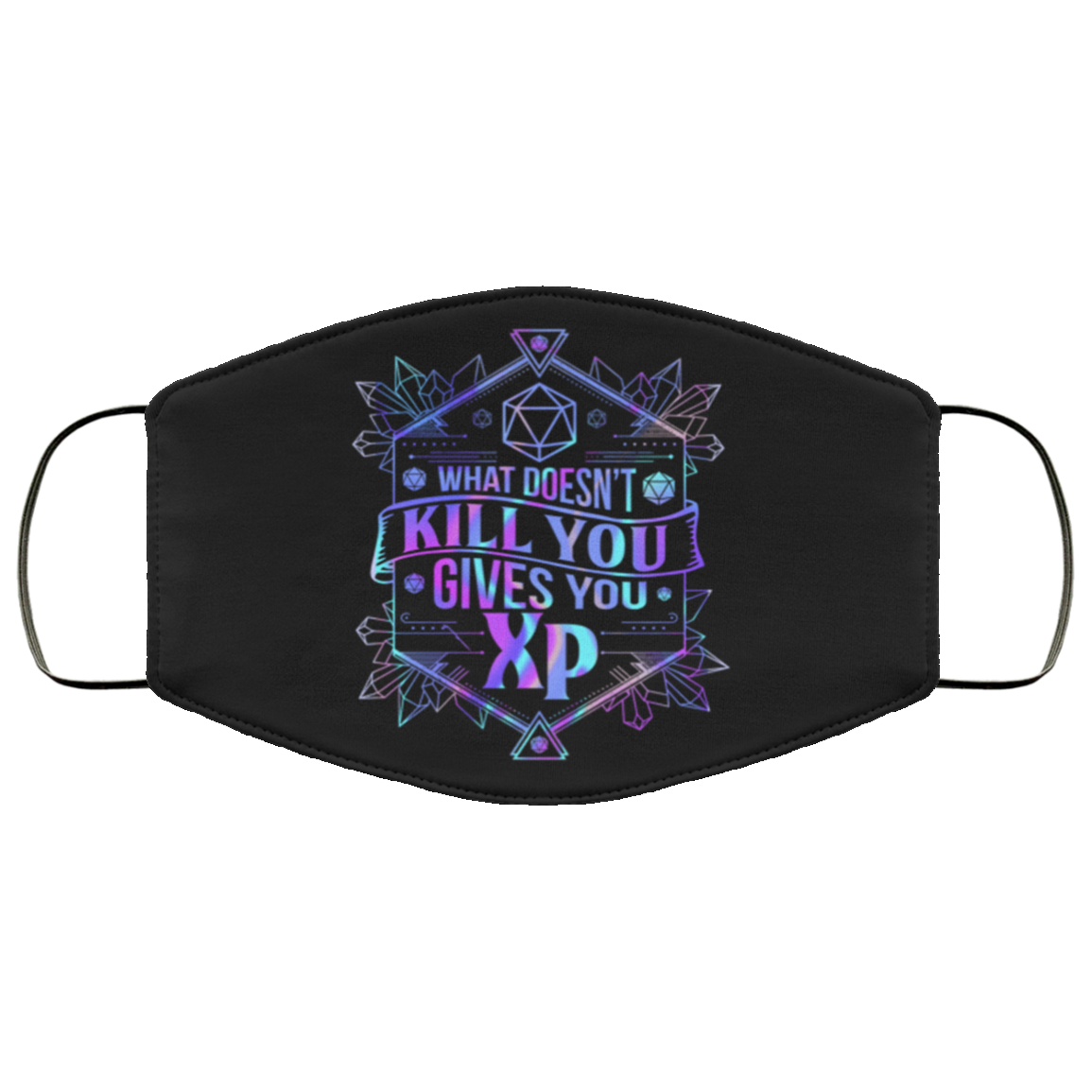 What Doesn't Kill You Gives You XP Washable Reusable Custom - Printed Cloth Face Mask Cover, Black, Cloth Face Cover