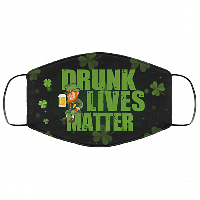 Drunk Lives Matter Funny Leprechaun Drinking Beer Washable Reusable Custom - Printed Cloth Face Mask Cover, Black, Cloth Face Cover