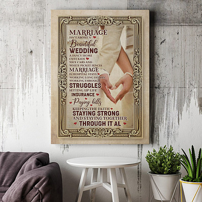 Alternative view of Marriage Is Staying Together Through It All Wrapped Framed Canvas Prints-Unframed Poster